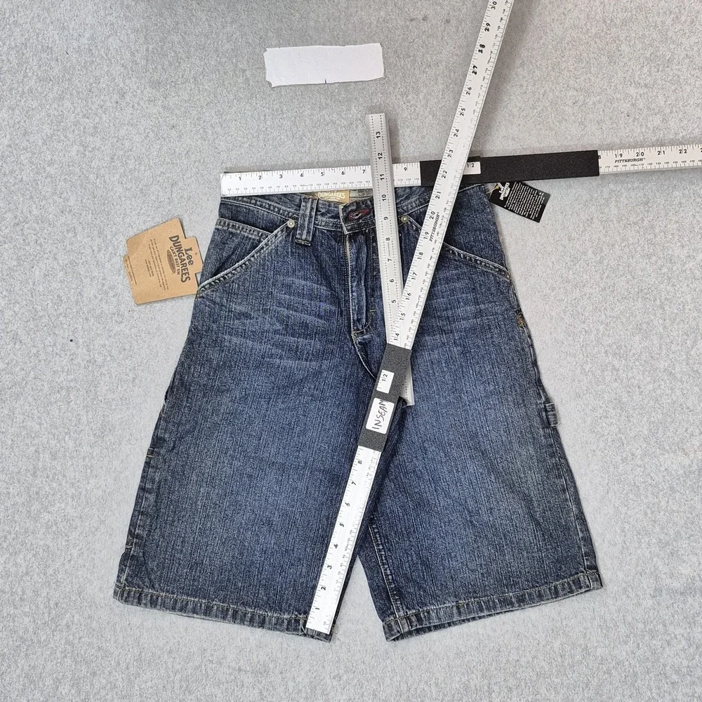 VINTAGE Lee Boys Shorts 12 SLIM Blue Denim Cargo Grunge Skater Dungarees Y2K NWT